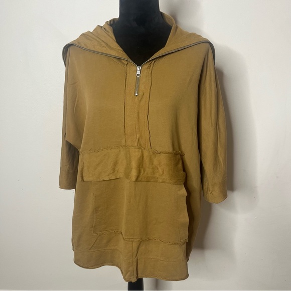 Zara Women’s Brown‎ Oversized Half Zip Drawstring Funnel Neck Fleece Top Sz S - Picture 1 of 10